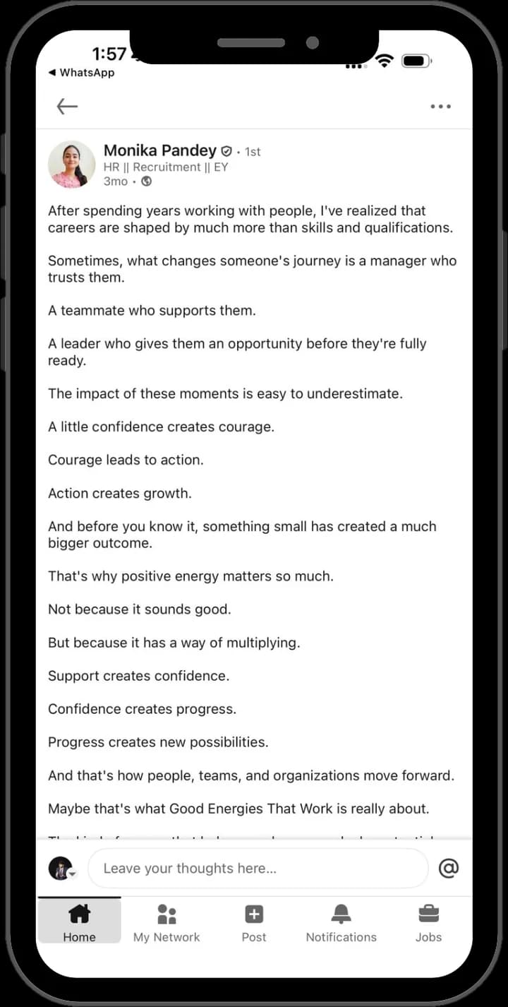 Creator LinkedIn post example 9