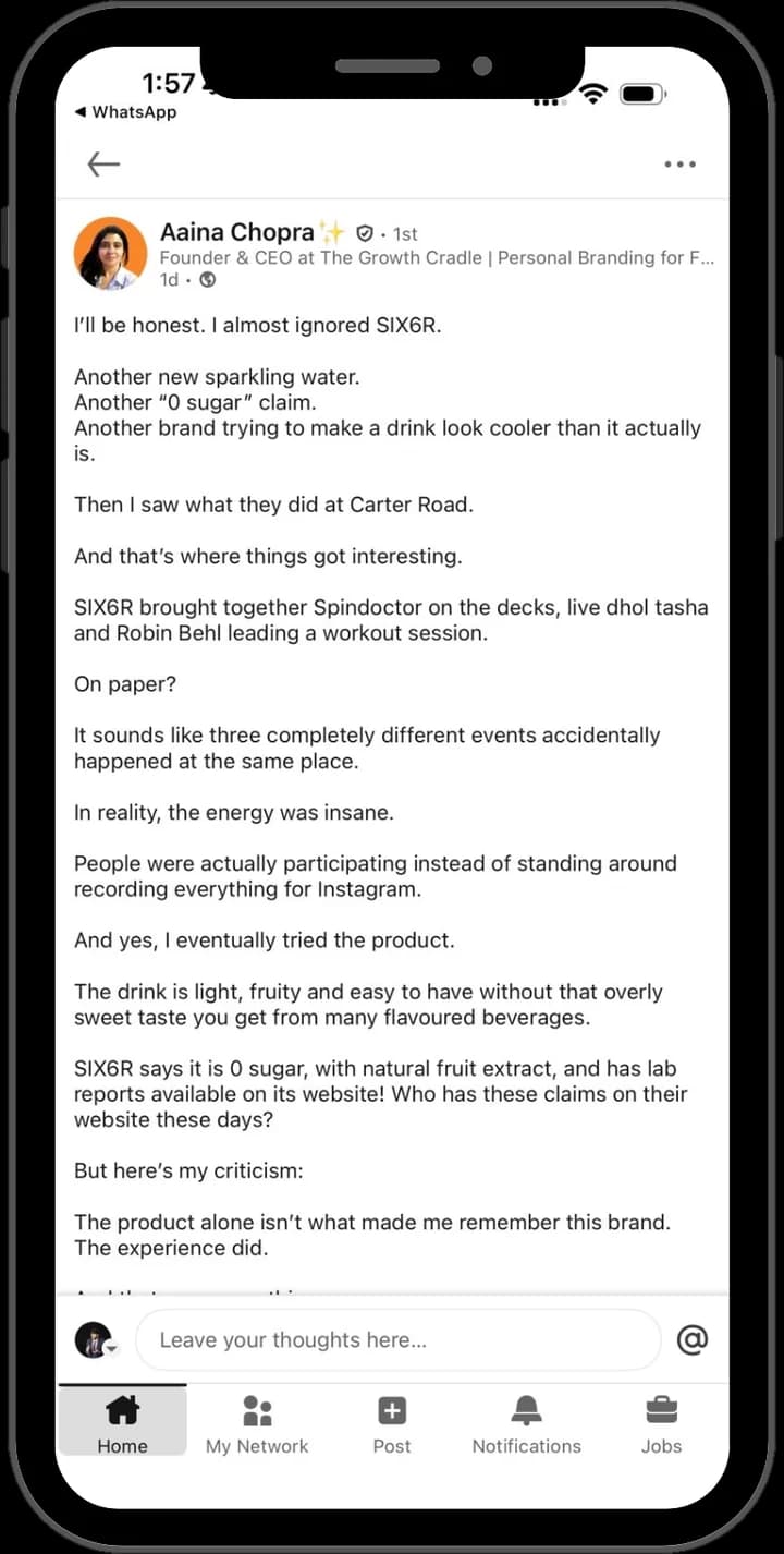 Creator LinkedIn post example 10