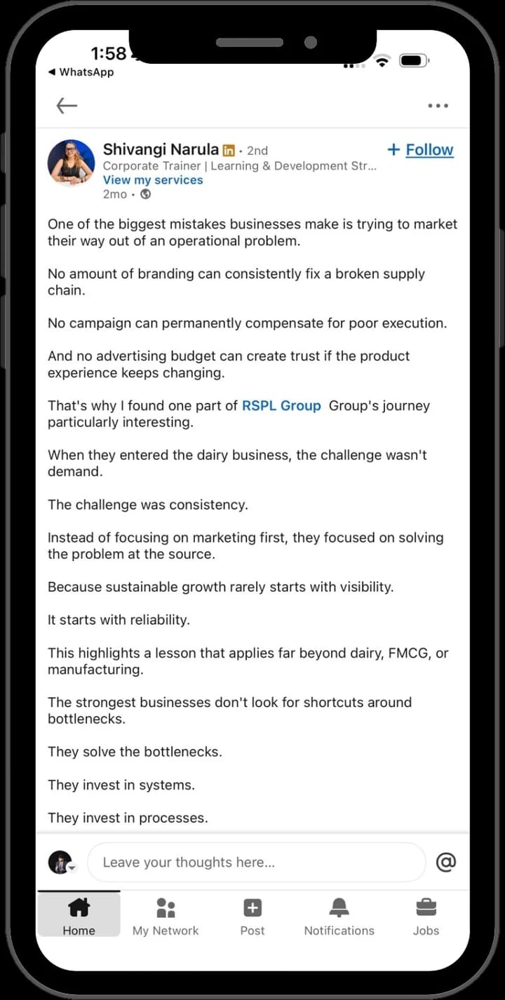 Creator LinkedIn post example 11