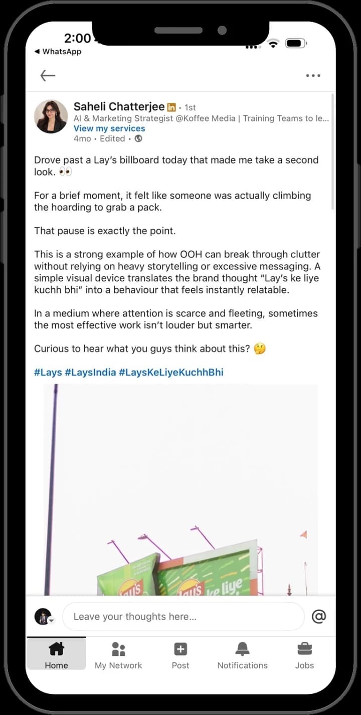 Creator LinkedIn post example 12