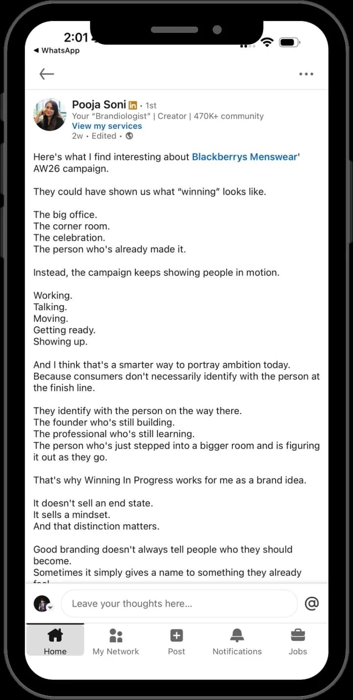 Creator LinkedIn post example 13